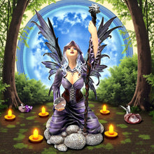 Laden Sie das Bild in den Galerie-Viewer, Fantasy Fairy with Staff and Orb Figurine Gothic Witch Angel Ornament Mythical Decor