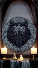 Load image into Gallery viewer, Black Wolf Celtic Pagan Wall Hanging Resin Plaque - Mystical Wiccan Home Decor 20cm