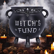 Load image into Gallery viewer, Witch's Fund Cauldron Money Box 16.5cm | Gothic Wiccan Resin Decor | Hand-Painted