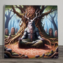 Load image into Gallery viewer, Ceramic Baphomet Art Tile Plaque | Gothic Decor Pagan Design 20cm x 20cm Gift Boxed