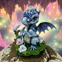 Load image into Gallery viewer, Fantasy Dragon Ornament Blue Resin Baby Dragon Figurine Gothic Collectible 13.5 cm