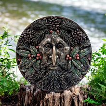 Load image into Gallery viewer, Winter Yule Green Man Wall Plaque - Resin Woodland Spirit Decor, Pagan Fantasy Art