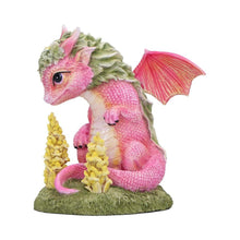Load image into Gallery viewer, Adorable Pink Dragon Figurine Collectable Statue Floral Accents Ornament
