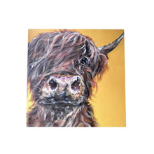 Load image into Gallery viewer, MINI MCMOO Highland Cow Ceramic Art Tile by Sam Fenner 20X20 cm | Wall Decor