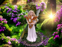 Load image into Gallery viewer, Guardian of the Grimoire Dragon and Fairy Figurine | Protector of the Mystical Tome | Handcrafted Resin Fantasy Collectible-OsirisTradingUK