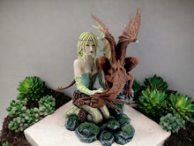 Load image into Gallery viewer, Mystic Guardian Fairy and Dragon Statue - Enchanted Forest Resin Sculpture, Fantasy Collectible Figurine, Trendy Home Accent-OsirisTradingUK