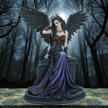 Load image into Gallery viewer, Gothic Dark Angel Figurine with Crown Raven Resin Statue Fantasy Ornament 31cm