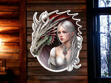 Load image into Gallery viewer, Enchanting Dragon Guardian & Elven Maiden Metal Wall Art – Mystical Fantasy Decor, Majestic Dragon Collectible, Enchanted Realm Home Accent-OsirisTradingUK