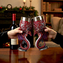 Load image into Gallery viewer, Dragons Goblet Set Twin Heart Chalices Gothic Decor Fantasy Cup Wedding Gift
