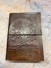 Load image into Gallery viewer, Handcrafted Leatherette Celtic Tree of Life Book of Shadows – Wicca Spell Book, Blank Journal, Mystical Diary, 18x12.5cm Engraved Notebook-OsirisTradingUK