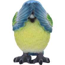 Load image into Gallery viewer, Three Wise Blue Tit Bird Figurines See No, Hear No, Speak No Evil Set Ornaments
