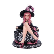 Load image into Gallery viewer, Baie Rose Sugar & Spice Witch Figurine 14.5cm – Mystical Pink Witch Collectible Decor with Cauldron and Pentacle