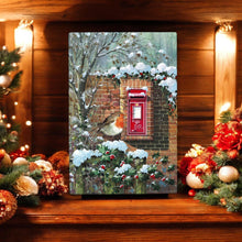 Load image into Gallery viewer, ROBIN AND CHRISTMAS POST Ceramic Art Tile by R. Fathers 30x20cm, Ready to Hang, Holiday Décor
