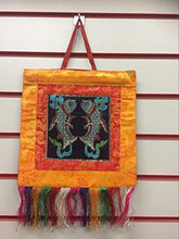 Load image into Gallery viewer, Tibetan Buddhist Golden Fishes Wall Hanging, Handcrafted Brocade Silk & Cotton Decor, Meditation Art, Authentic Spiritual Tapestry, 17x41cm-OsirisTradingUK