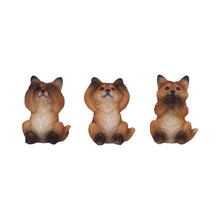 Laden Sie das Bild in den Galerie-Viewer, Three Wise Fox Figurines Set Hear See Speak No Evil statue Wisdom Ornaments