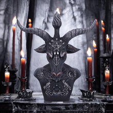 Load image into Gallery viewer, Baphomet Bust Statue 33cm - Occult Decor, Hand-Painted Resin with Sun & Moon Motifs