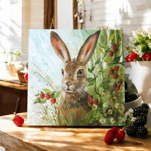 Load image into Gallery viewer, BLACKBERRY HARE Ceramic Art Tile by Judith Yates 20x20 cm | Wall-Ready Decor | Exquisite Gift in Box"