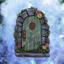 Load image into Gallery viewer, Magical Resin Fairy Door Figurine – Stone Archway with Floral Vines & Rustic Charm 16cm
