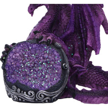 Laden Sie das Bild in den Galerie-Viewer, Mystical Purple Dragon Figurine with Glitter Geode Fantasy Ornament Collectors Gift