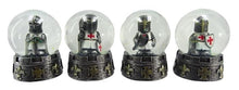 Laden Sie das Bild in den Galerie-Viewer, Medieval Knight Snow Globe Set of 4 Templar Figurines Glass Ornament Decor Gift