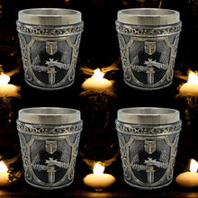 Laden Sie das Bild in den Galerie-Viewer, Gothic Shot Glasses Set of 4 - Medieval Tableware Decor Knights Templar Altar