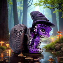 Laden Sie das Bild in den Galerie-Viewer, Whimsical Baby Dragon in Cauldron Gothic Witchcraft Fantasy Figurine Collectible