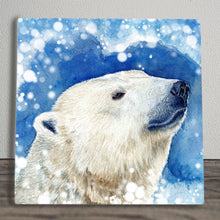 Charger l'image dans la galerie, "WINTERS POLAR BEAR Ceramic Art Tile 20x20cm by S. Jones – Wall Décor, Polar Wildlife, Nature Art, Home Decor Gift, Ready to Hang"