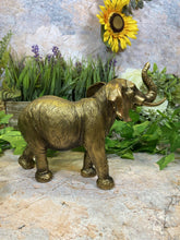 Load image into Gallery viewer, Gold Effect Resin Elephant Statue 24cm Elegant Home Decor Symbol of Strength