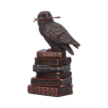 Load image into Gallery viewer, Bronze Spellcraft Witches Familiar Owl on Book Figurine