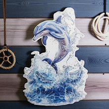 Laden Sie das Bild in den Galerie-Viewer, Dolphin Metal Wall Art | 3D Embossed Plaque | Marine Coastal Beach House Decoration