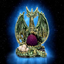 Load image into Gallery viewer, Metallic Dragon Figurine with LED Egg by Nemesis Now - Gothic Fantasy Decor 19.5cm