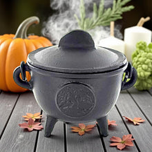 Load image into Gallery viewer, Cast Iron Tree of Life Cauldron Wiccan Altar Tool Pagan Witchcraft Ritual Burner