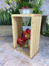 Laden Sie das Bild in den Galerie-Viewer, Elegant Orchid Artificial Flower Arrangement with Wooden Candle Holder - 19 cm Tall-OsirisTradingUK