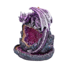 Load image into Gallery viewer, Vivid Purple Dragon Geode Incense Cone Burner – Resin Fantasy Sculpture 14cm