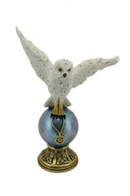Laden Sie das Bild in den Galerie-Viewer, Mystical Snowy Owl on Crystal Ball Statue - Fantasy Decor - Resin Art Sculpture-OsirisTradingUK