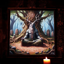 Load image into Gallery viewer, Ceramic Baphomet Art Tile Plaque | Gothic Decor Pagan Design 20cm x 20cm Gift Boxed