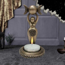 Load image into Gallery viewer, Spiral Goddess Tea Light Holder 12cm - Exclusive Bronze Wiccan Candle Holder
