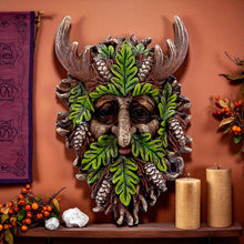 Load image into Gallery viewer, Autumn Horned Forest Spirit Ornament Woodland Pagan Plaque Wiccan Decor