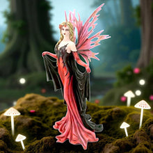 Load image into Gallery viewer, Gothic Fairy Figurine Pink Black Enchanted Wings Ornament Fantasy Resin Statue 55cm