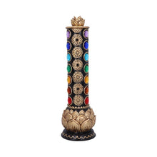 Load image into Gallery viewer, Chakra Totem Incense Burner 31cm - Multicolored Lotus Design, Resin Aromatherapy Holder, Hand-Painted