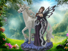 Load image into Gallery viewer, Enchanted Realm Elegance Statue - Resplendent Fairy and Unicorn Duo, Graceful Fantasy Resin Sculpture, Home Accent Piece
