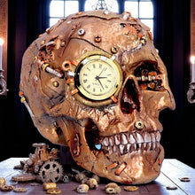Laden Sie das Bild in den Galerie-Viewer, Gothic Steampunk Clockwork Skull Skeleton Figurine Gear Mechanical Cog Art Decor