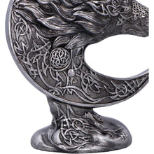 Load image into Gallery viewer, Celtic Crescent Wolf and Moon Ornament Knotwork Sculpture ancient symbolism