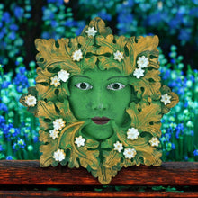 Load image into Gallery viewer, Enchanting Green Woman Floral Wall Plaque - Mystical Garden Decor - 13cm Resin Ornament
