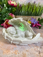 Laden Sie das Bild in den Galerie-Viewer, Angelic Resin Figurine with LED Light | Iridescent Angel Wings Décor | Serene Cherub Home & Meditation Space Accent-OsirisTradingUK