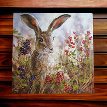 Load image into Gallery viewer, Judith Yates AUTUMN MISTS HARE Ceramic Art Tile 20x20 cm Wall Decor - Gift Boxed