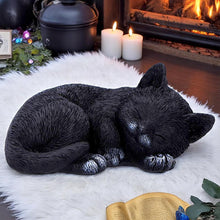 Laden Sie das Bild in den Galerie-Viewer, Sleeping Black Cat Statue Feline Figurine Witchcraft Gothic Wiccan Collectable Art