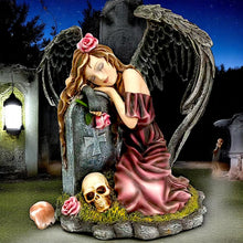 Load image into Gallery viewer, Gothic Mourning Angel + Gravestone Remembrance Statue Fantasy Love Figurine
