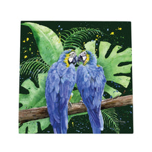 Load image into Gallery viewer, Vibrant Tropical Ceramic Wall Art Tile - "PATSY & PABLO TROPICAL" Parrot Design by Bree Merryn - 20x20cm, Home Decor, Ready to Hang