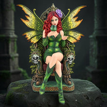 Load image into Gallery viewer, Gothic Emerald Fairy Statue Figurine Green Fantasy Throne Sculpture 46cm